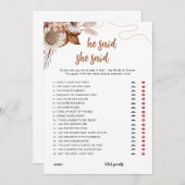 秋 | 誰が言ったか推測ブライダルシャワー 招待状 (正面/裏面)