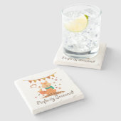 秋，赤いキツネ野生動物の秋 – 秋 ストーンコースター (横)