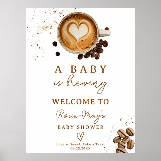 秋Aベビーがコーヒーを醸造している赤ちゃんシャワー歓迎 ポスター (正面)