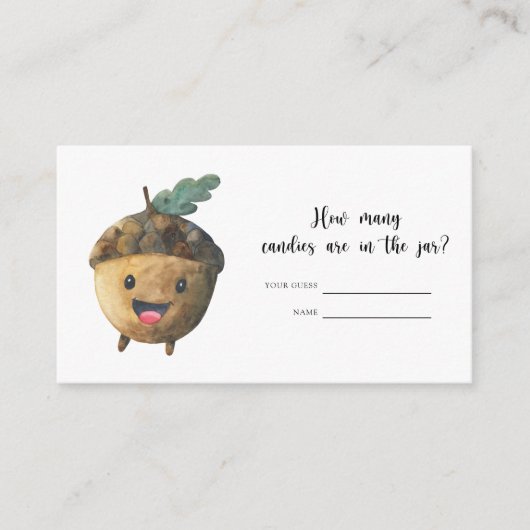 秋acorn baby shower – キャンディーの数を推測 エンクロージャーカード (正面)
