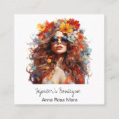 *~*秋AP57 QRボホフラワーヘアヒッパイレディ スクエア名刺 (正面)