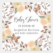 秋BOHOフローラ秋バタフライベビーシャワー スクエアシール (正面)