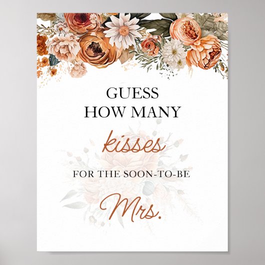 秋Boho推測いくつのキスブライダルシャワーゲーム ポスター (正面)