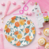 秋Dahliasフローラ水彩パターン ペーパープレート (パーティー)