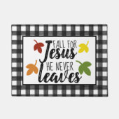 秋forイエズブラックバッファロープレイドファームハウスドーム ドアマット (正面)