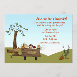 秋Hayrideのカート、子供 招待状