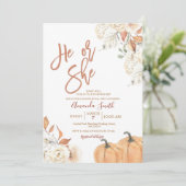 秋He or She Boho Pumpkin Gender Reveal 招待状 (スタンド正面)
