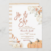 秋He or She Boho Pumpkin Gender Reveal 招待状 (正面/裏面)