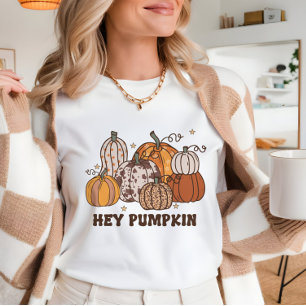 秋hey pumpkin cute cozy retroスタイル tシャツ