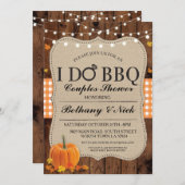 秋IはBBQのカップルのシャワー素朴なライト招待をします 招待状 (正面/裏面)
