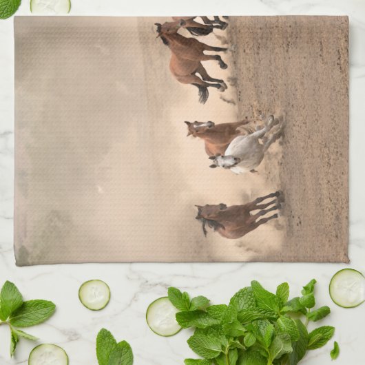 秋IIの馬 キッチンタオル (折り畳み)