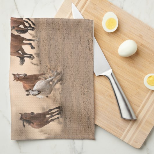 秋IIの馬 キッチンタオル (四つ折り)