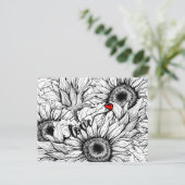 秋in love – 白黒花ひまわり秋 ポストカード (スタンド正面)