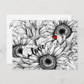 秋in love – 白黒花ひまわり秋 ポストカード (正面/裏面)