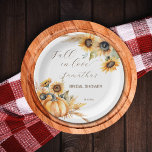 秋in love boho pumpkinひまわり花器 ペーパープレート<br><div class="desc">秋の愛bohoカボチャひまわり花ブライダルシャワー食器テンプレートパーソナライズされた紙プレート、カボチャひまわり花パンパスグラス秋ブライダルシャワー用の水色組成モダン物</div>