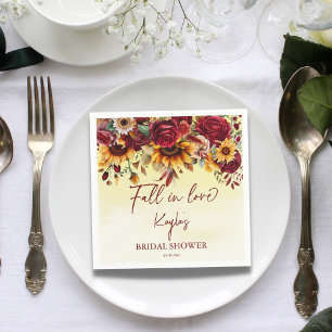 秋in love burgundyひまわりブライダルシャワー スタンダードカクテルナプキン