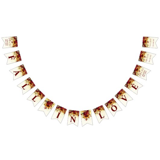 秋in love burgundyひまわりブライダルシャワー バンティングフラッグ (全)