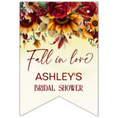 秋in love burgundyひまわりブライダルシャワー バンティングフラッグ (第1の旗)