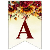 秋in love burgundyひまわりブライダルシャワー バンティングフラッグ (第3の旗)