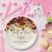 秋in love burgundyひまわりブライダルシャワー ペーパープレート (パーティー)