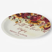 秋in love burgundyひまわりブライダルシャワー ペーパープレート (アングル)