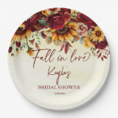 秋in love burgundyひまわりブライダルシャワー ペーパープレート (正面)