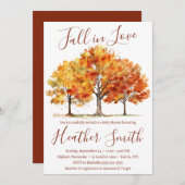 秋in love, oak, Maple Trees, Autumn Baby Shower 招待状 (正面/裏面)
