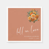 秋in Love on Terracotta:ユニーク Script 結婚's スタンダードカクテルナプキン (正面)