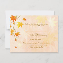 秋Maple Leaf結婚のメニュー選択RSVP 出欠カード