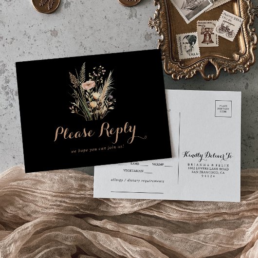 秋Meadowワイルドフローラメニュー選択RSVPポストカード ポストカード