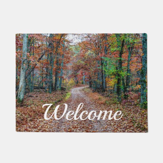 秋On The Dirt Road Welcome Doormat ドアマット (正面)
