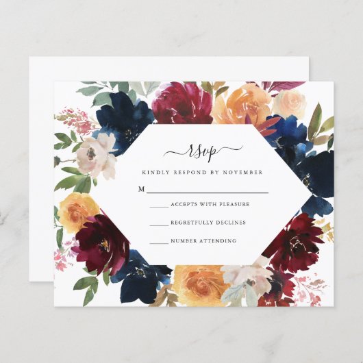 秋RSVPカード |予算 (正面/裏面)