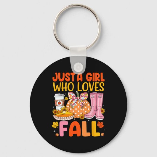 秋Sのための女の子パンプキンシーズン秋サンクスギビン キーホルダー (正面)