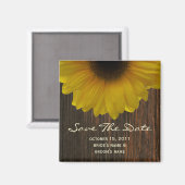 秋Save The Date Magnet - Sunflower & Barnwood マグネット (正面/裏面)