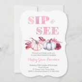 秋SIPと参照パーティーカードとピンクグレーカボチャ 招待状 (正面)