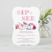 秋SIPと参照パーティーカードとピンクグレーカボチャ 招待状 (スタンド正面)