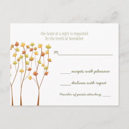 秋twigツリー – 応答カード インビテーションポストカード (正面)