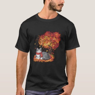 秋Yかわいい猫と離れ秋感謝祭 Tシャツ