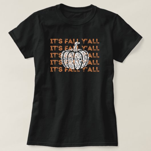 秋Y'all | 秋季 | カボチャ・ブラック Tシャツ (デザイン正面)