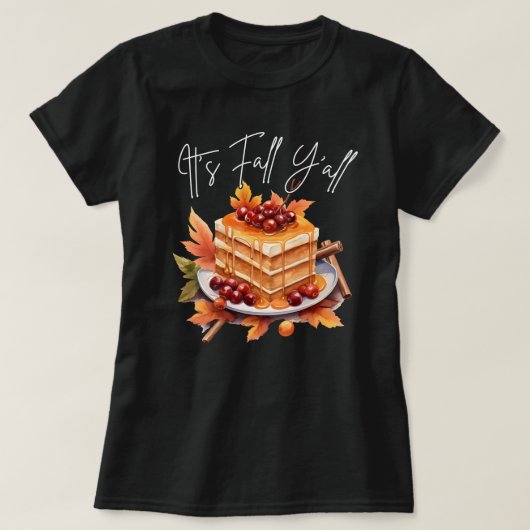 秋Y'all | 秋季 | カボチャ・ブラック Tシャツ (デザイン正面)