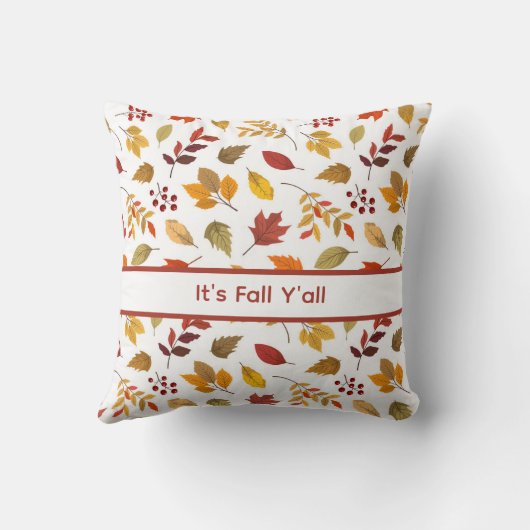 秋Y'all - Farmhouse Leaf Pattern Decor クッション (裏面)