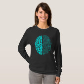 科学おたく用コンピュータ回路デジタル脳 Tシャツ (正面フル)