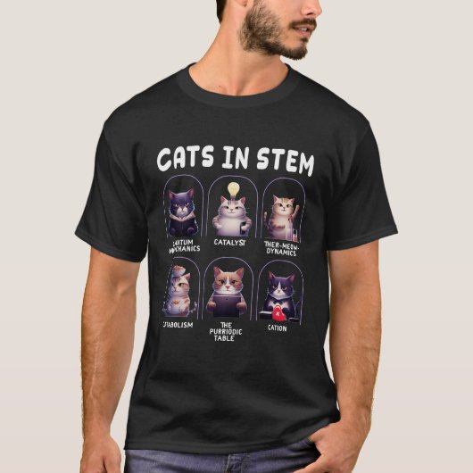 科学おもしろいミーム猫In Stem Scientistおたく Tシャツ (正面)