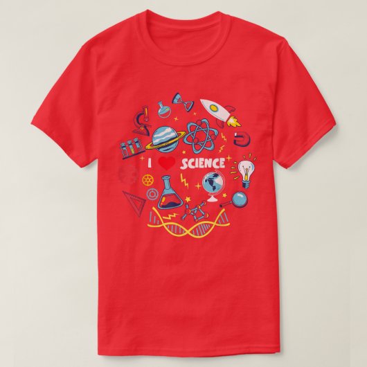 科学が大好き、科学が愛してる Tシャツ (デザイン正面)