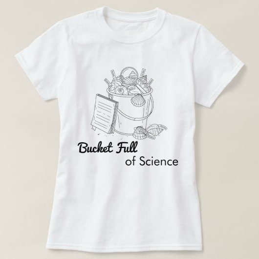 科学が満載のバケツ - 女性用シェルターTシャツ Tシャツ (デザイン正面)