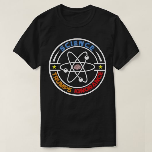 科学が無知をプロ科学と切り開く Tシャツ (デザイン正面)
