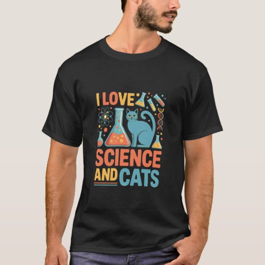 科学と猫が大好きな熱い表現 Tシャツ (正面)