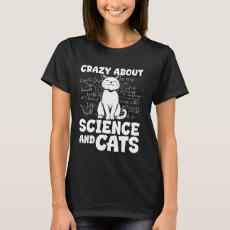 科学と猫のデザインが大好き Tシャツ