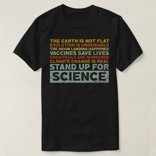 科学のために立ち上がる Tシャツ (デザイン正面)