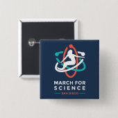 科学のための3月: サンディエゴ-海軍正方形ボタン 缶バッジ (正面&裏面)